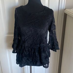 Boutique Peplum Lace Top